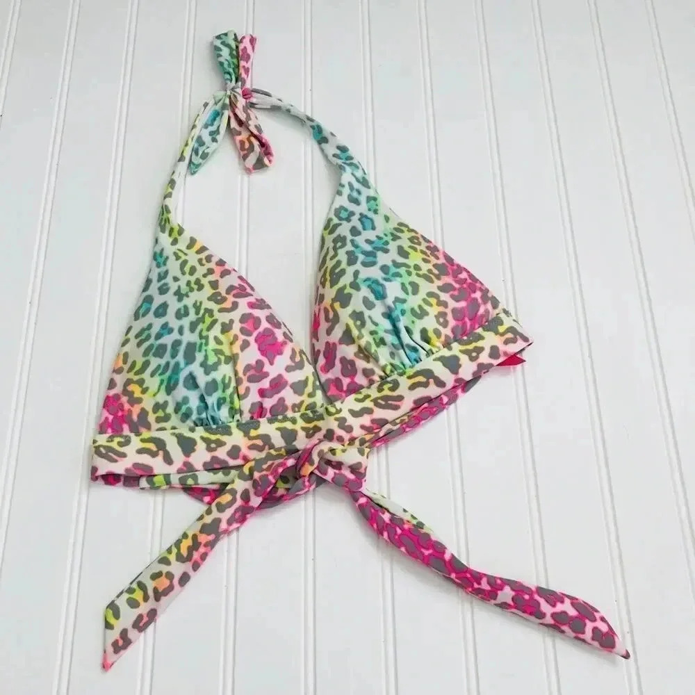 NWOT Victorias Secret colorful leopard bikini top